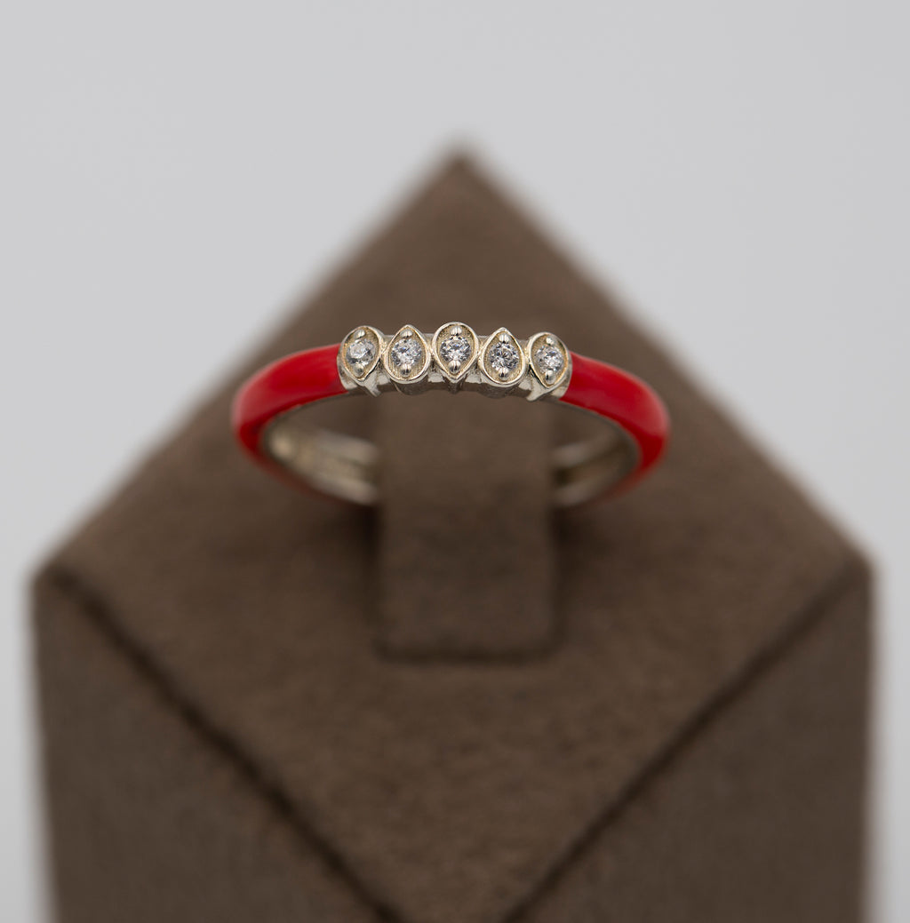 14K Gold Multicolor Diamond Enamel Ring – Marvyn