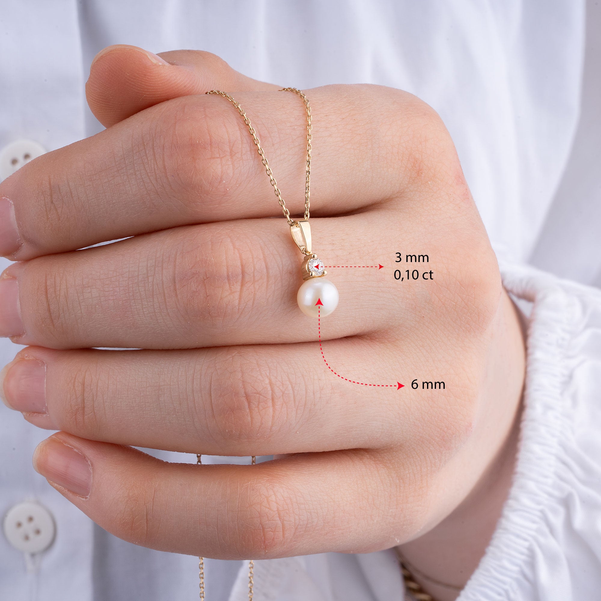 14K Gold Pearl and Diamond Pendant Necklace – Elysian