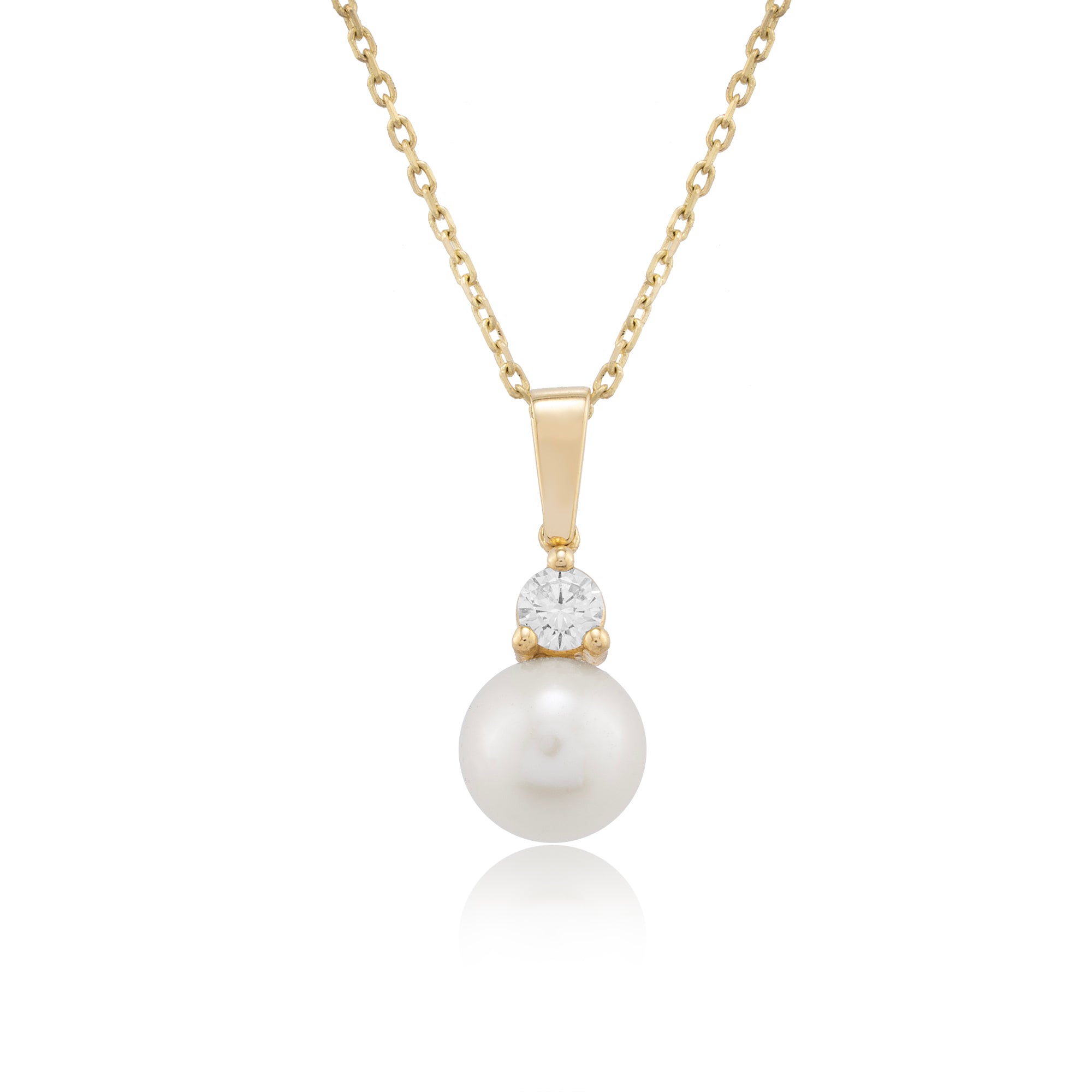 14K Gold Pearl and Diamond Pendant Necklace – Elysian