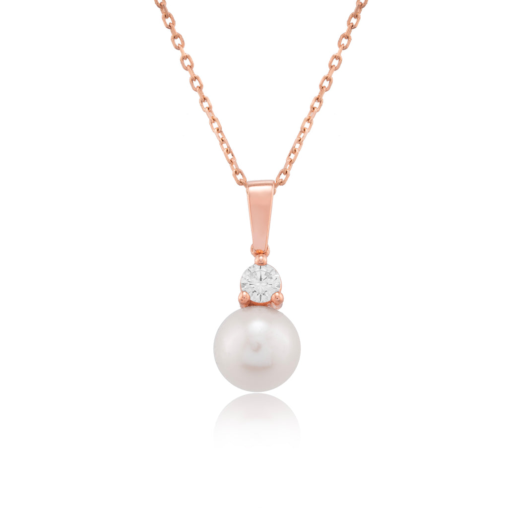 14K Gold Pearl and Diamond Pendant Necklace – Elysian