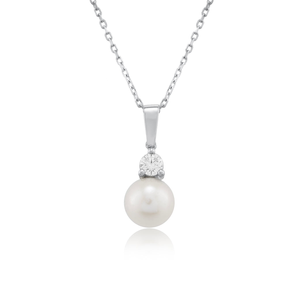 14K Gold Pearl and Diamond Pendant Necklace – Elysian