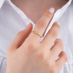 14K Gold Custom Name Ring for Women/ Personalized Gold Name Ring/ Bold Letter Name Ring/ Custom Gold Jewelry Gift/ Gift for Her