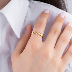 14K Gold Custom Name Ring for Women/ Personalized Gold Name Ring/ Bold Letter Name Ring/ Custom Gold Jewelry Gift/ Gift for Her