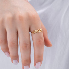 14K Gold Custom Name Ring for Women/ Personalized Gold Name Ring/ Bold Letter Name Ring/ Custom Gold Jewelry Gift/ Gift for Her