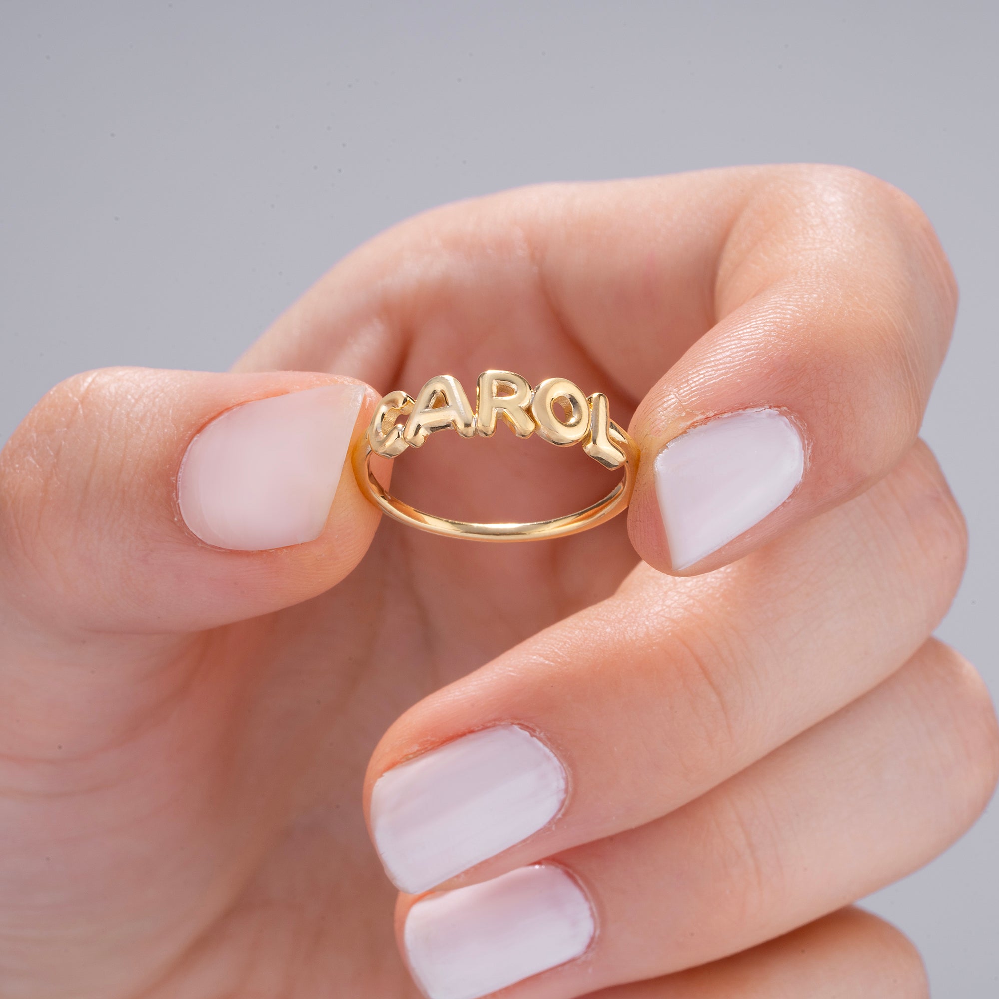 14K Gold Custom Name Ring for Women/ Personalized Gold Name Ring/ Bold Letter Name Ring/ Custom Gold Jewelry Gift/ Gift for Her