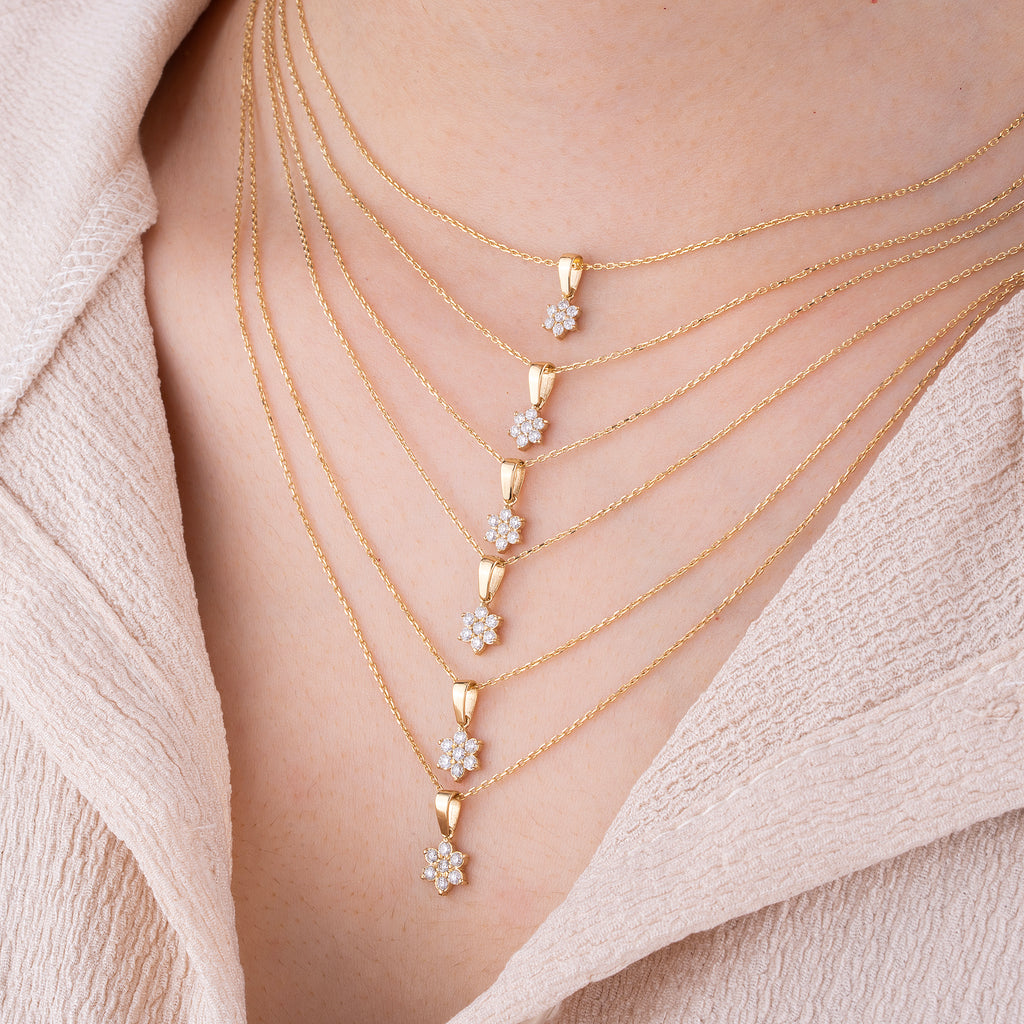14K Gold Diamond Flower Necklace – Bloom