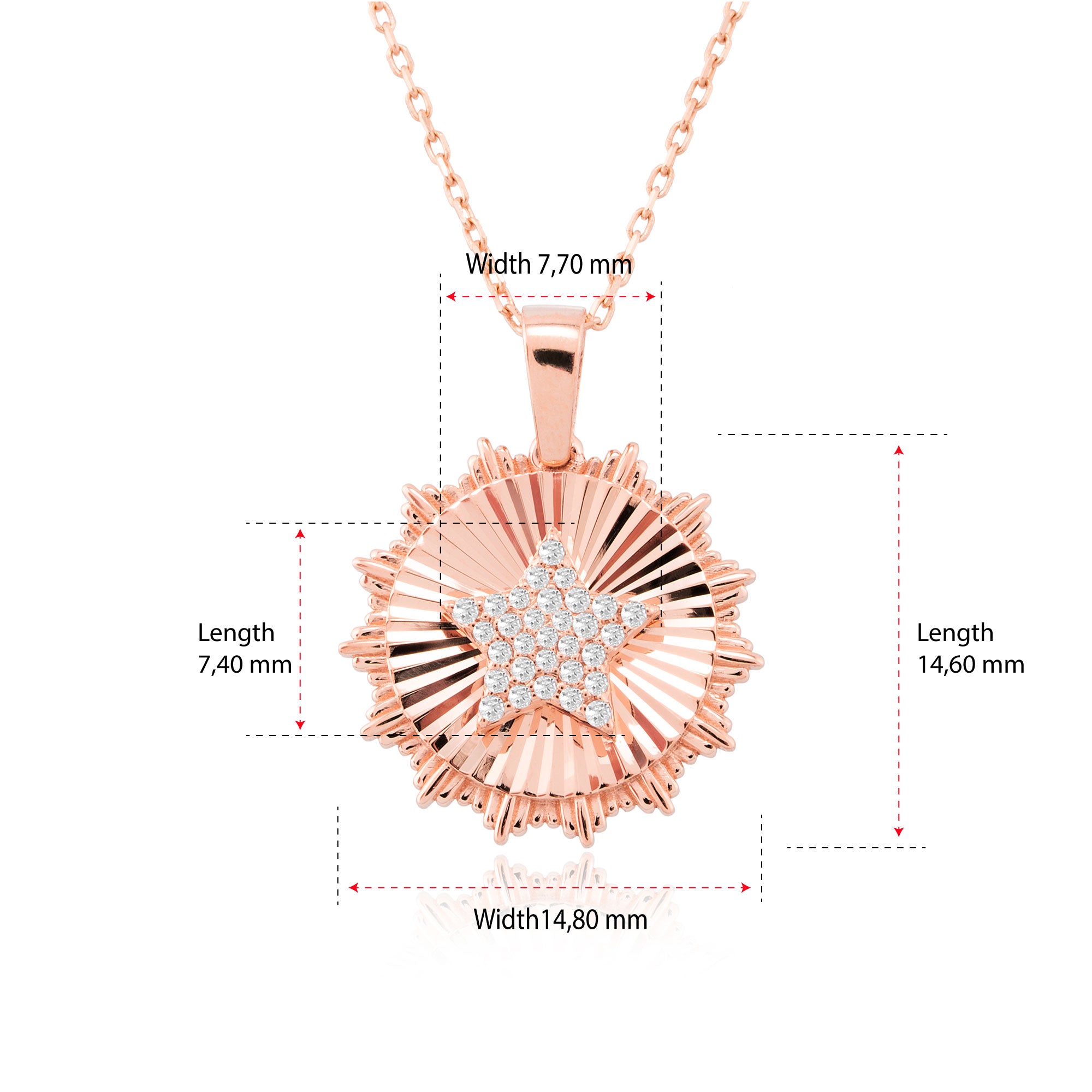 14K Gold Fluted Medallion Necklace with Pavé Star – Nova