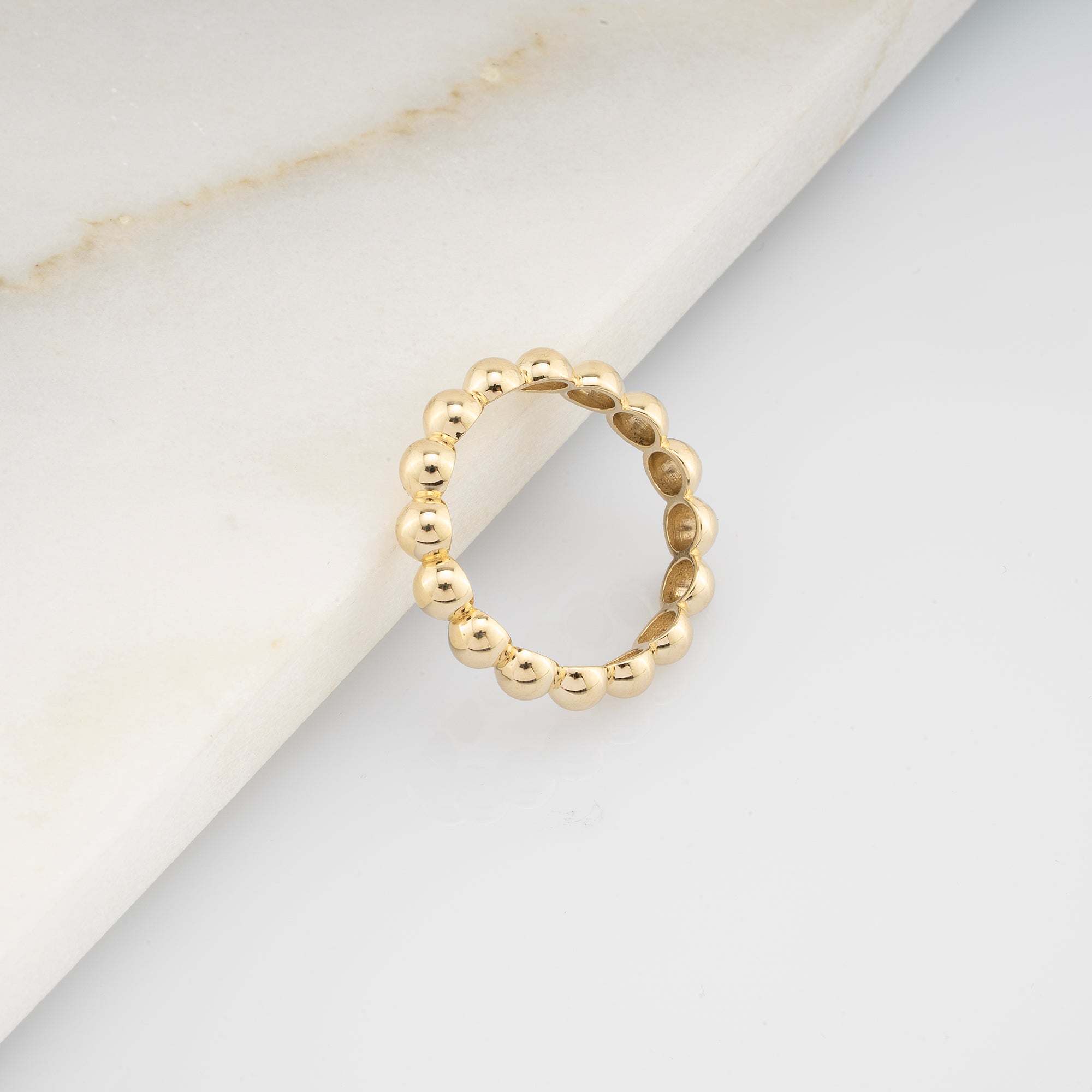 14K Gold Dainty Beaded Ball Ring for Women – Rivaya