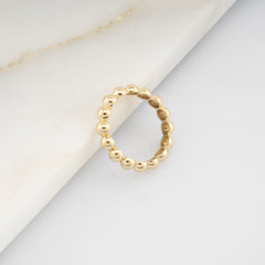 14 Ayar Altın Top Yüzük - Kadınlar için Zarif Boncuklu Üst Üste Takılabilir Yüzük/ Altın Üst Üste Takılabilir Yüzük/ Kadınlar için Altın Üst Üste Takılabilir Yüzük/ Kadınlara Hediye/ Anneler Günü