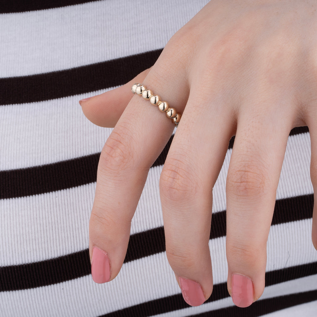 14K Gold Dainty Beaded Ball Ring for Women – Rivaya