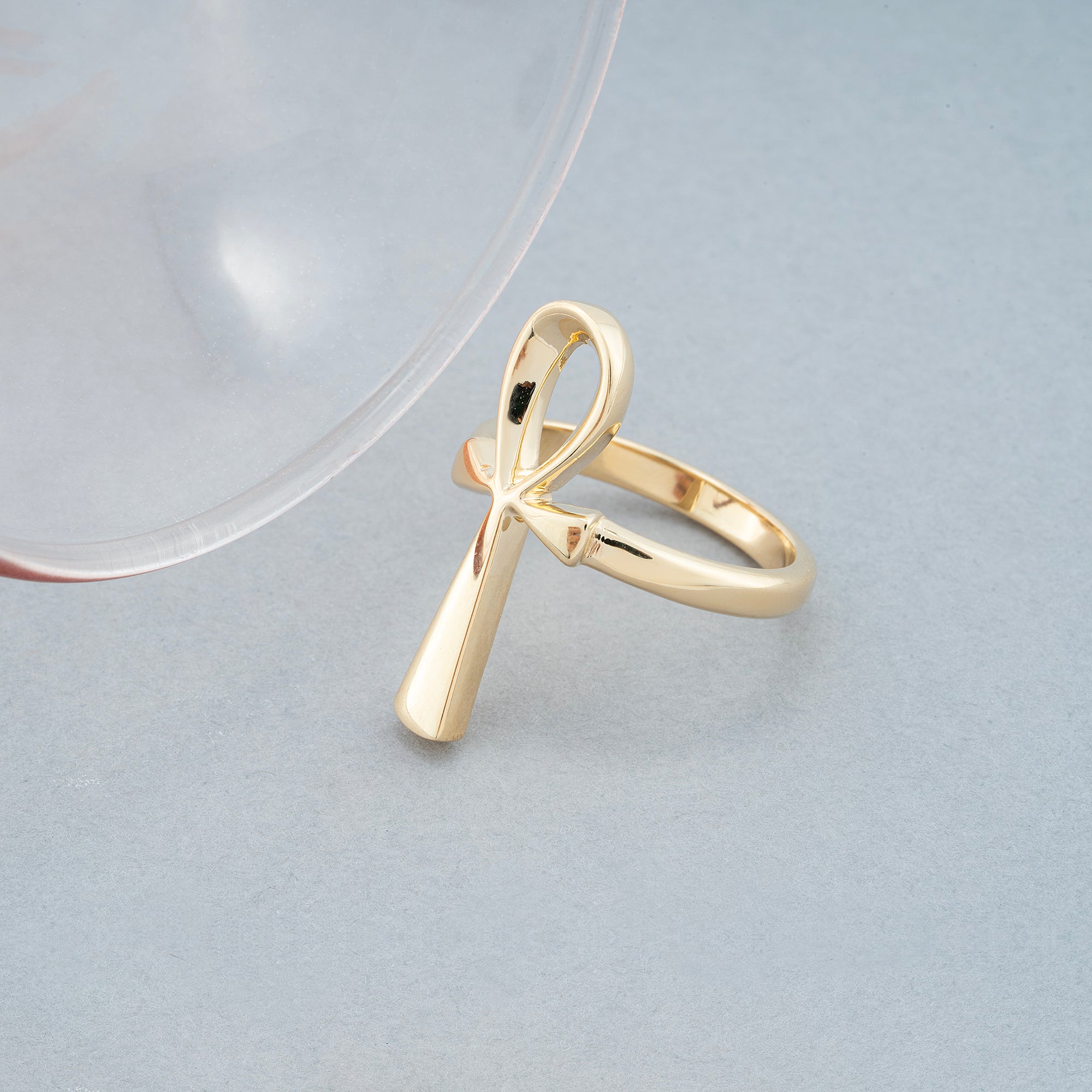 14K Gold Ankh Ring/ Egyptian Symbol Ring of Life/ Unique Ankh Jewelry for Women/ Solid Gold Ankh Ring/ Statement Gold Ring/ Gift for Her