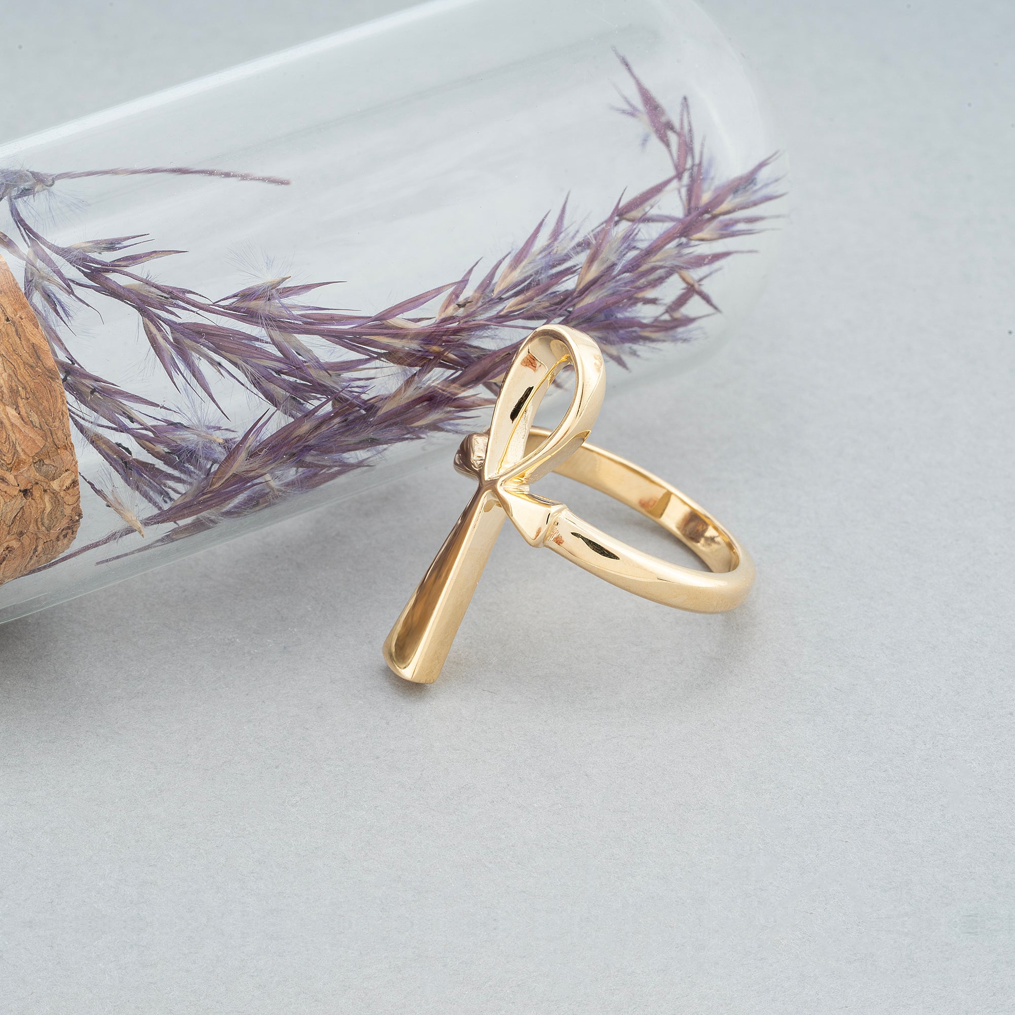 14K Gold Ankh Ring/ Egyptian Symbol Ring of Life/ Unique Ankh Jewelry for Women/ Solid Gold Ankh Ring/ Statement Gold Ring/ Gift for Her