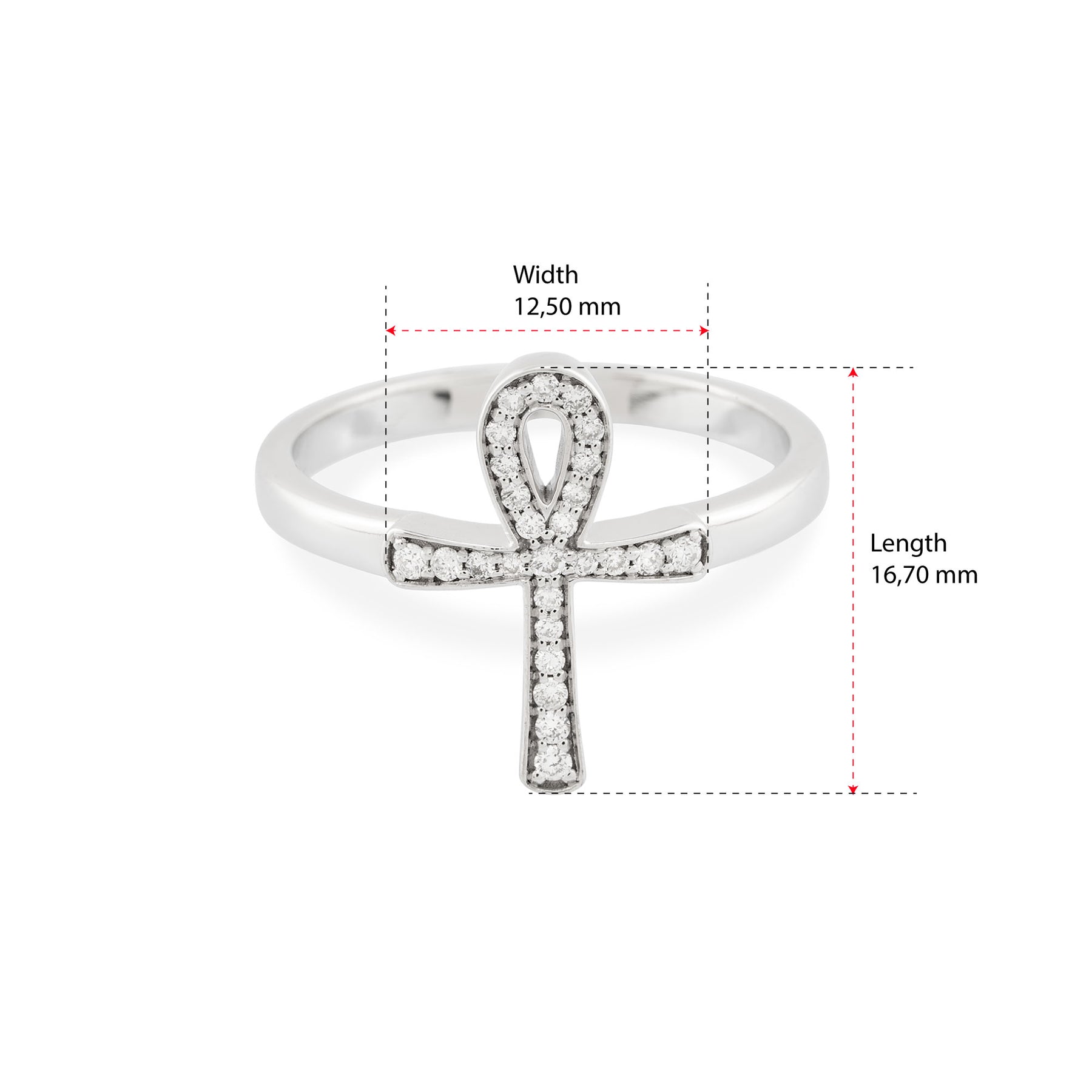 14K Gold Diamond Ankh Ring – Nefyra