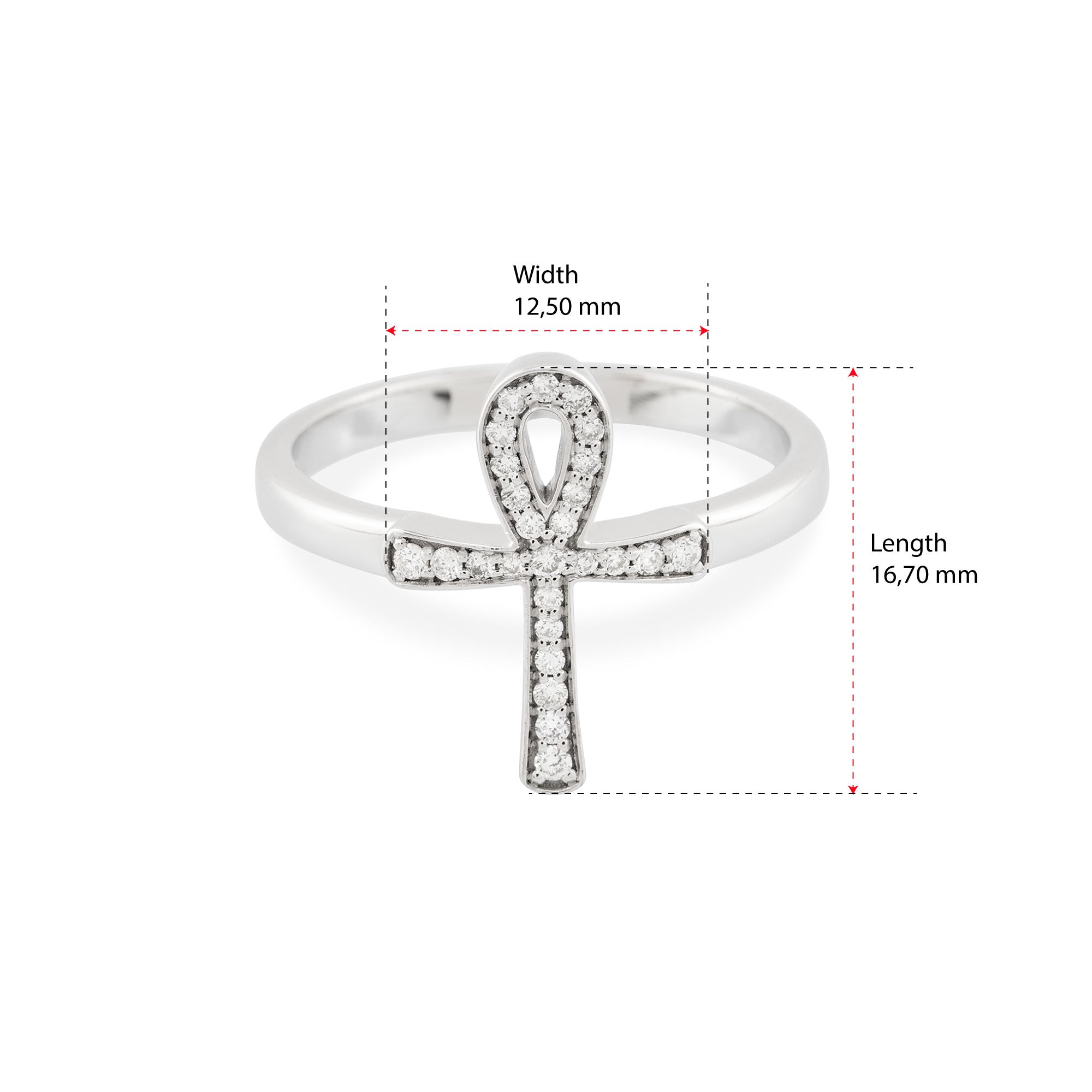 14K Gold Diamond Ankh Ring – Nefyra