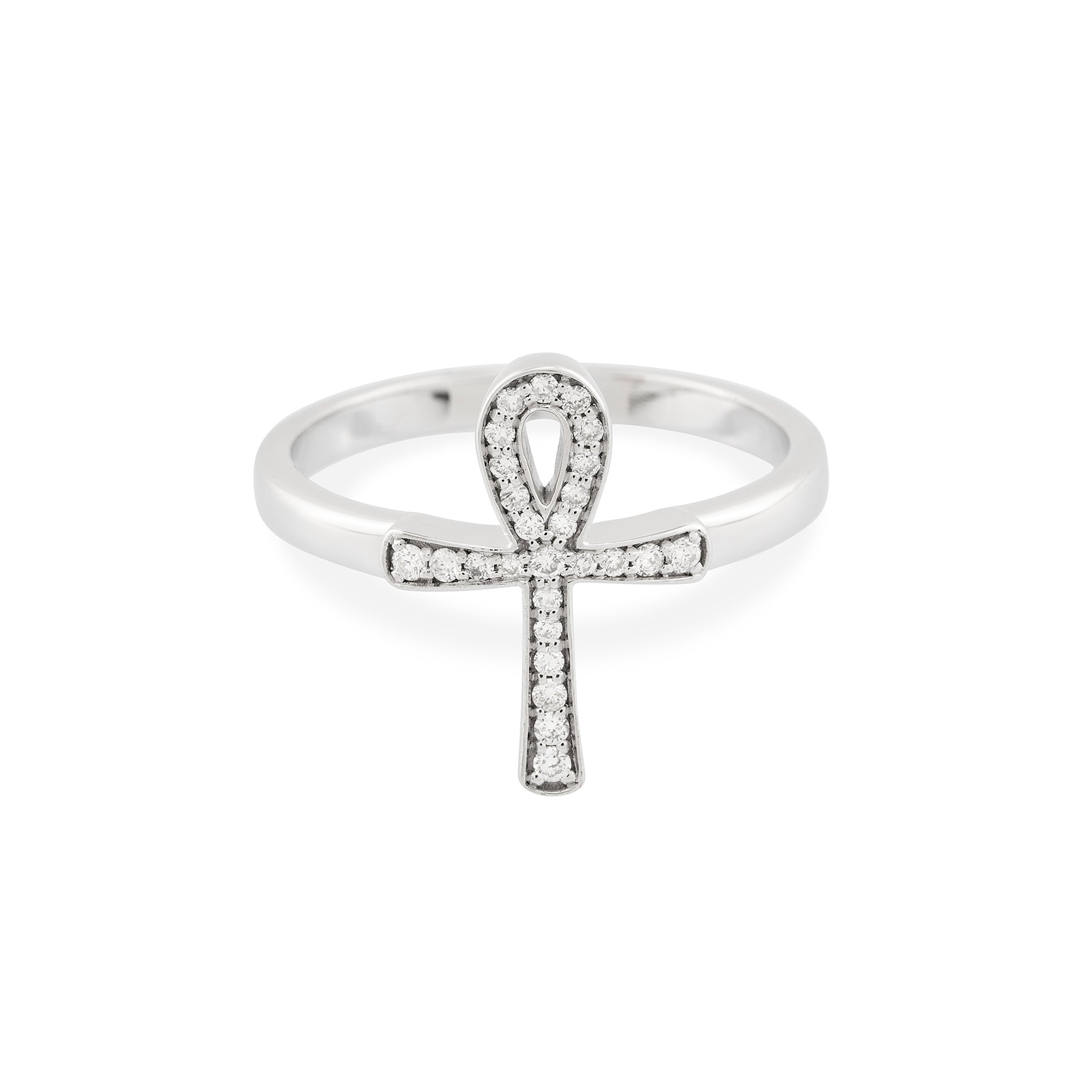 14K Gold Diamond Ankh Ring – Nefyra