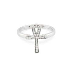 14K Gold Diamond Ankh Ring – Nefyra