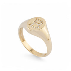 14 Ayar Katı Altın Pırlanta Baş Harfli Yüzük/ Özel Harfli Yüzük/ Kişiselleştirilmiş Altın Takı Hediyesi/ Pırlanta Monogram Yüzük/ Kadın ve Erkek İçin Hediye