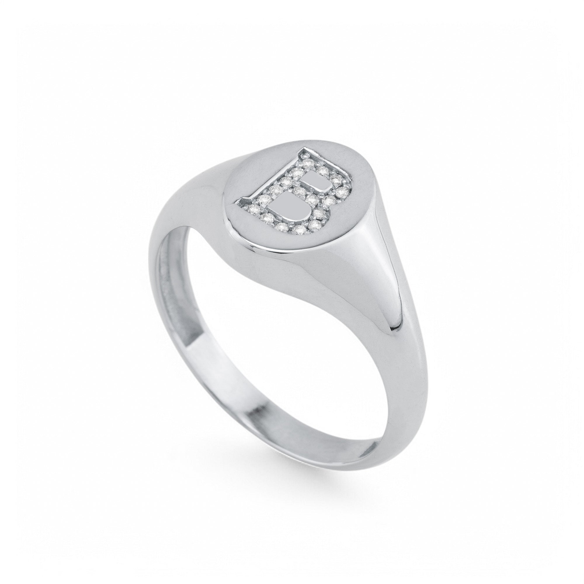 14K Gold Diamond Initial Signet Ring – Arlo