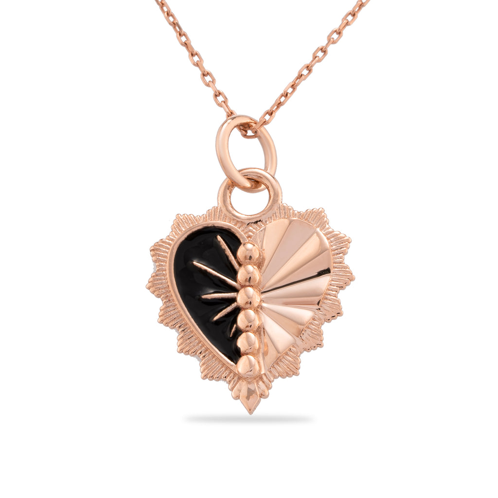 14k Gold Enamel Heart Necklace | Amora