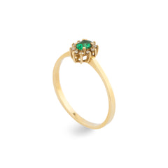 14K Gold Emerald & Diamond Oval Ring – Astra