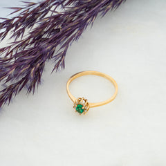 14K Gold Emerald & Diamond Oval Ring – Astra