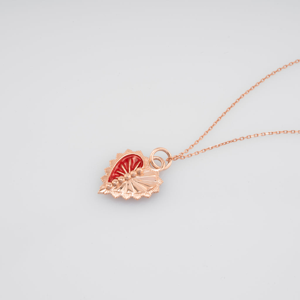 14k Gold Enamel Heart Necklace | Amora