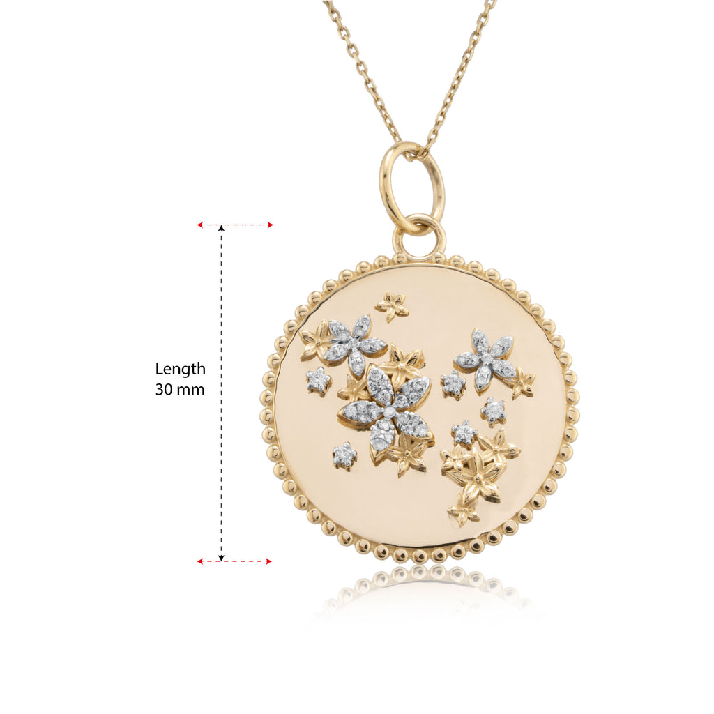 14K Gold Diamond Floral Medallion Necklace – Blossom