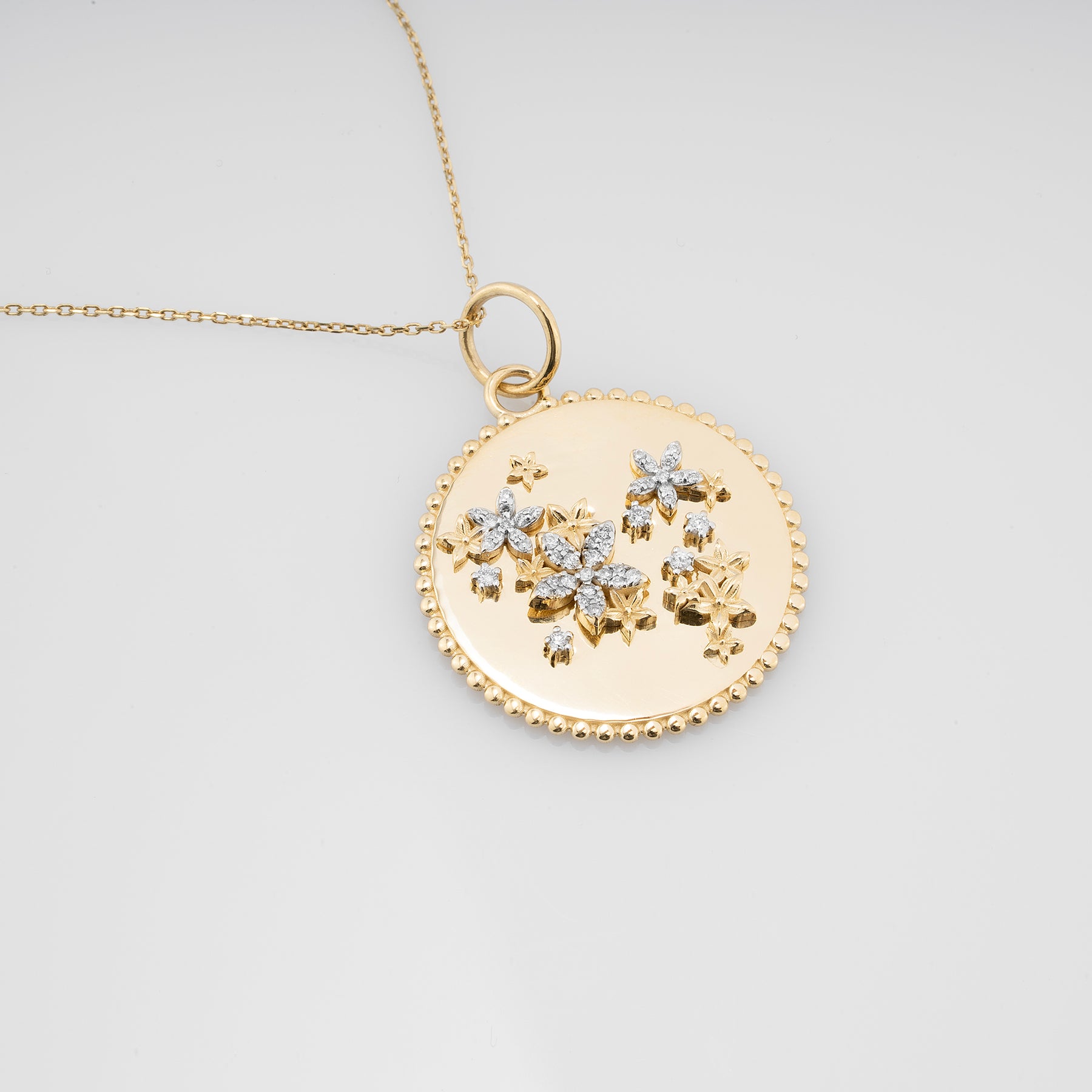 14K Gold Diamond Floral Medallion Necklace – Blossom
