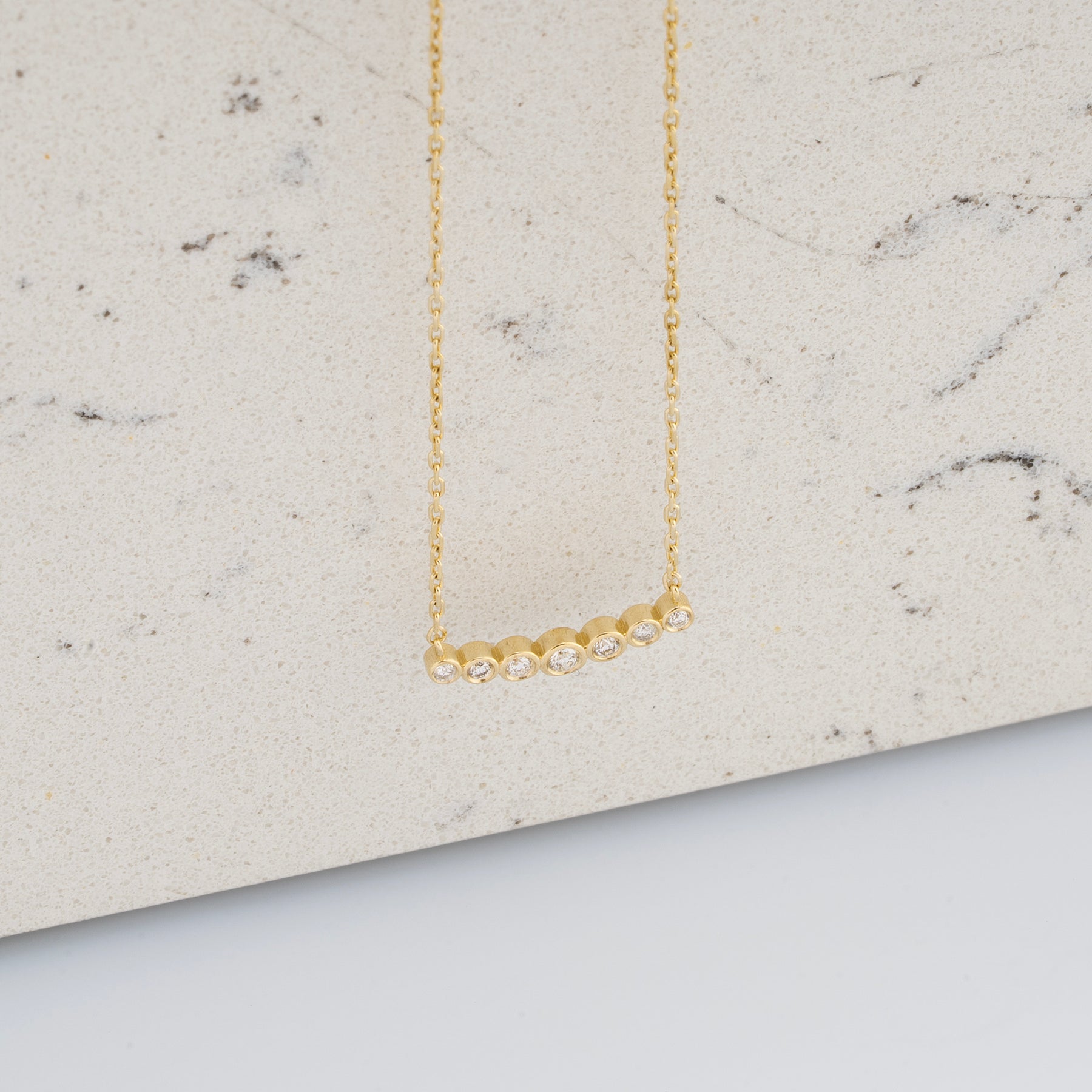 14K Gold Bezel-Set Diamond Bar Necklace – Aurora