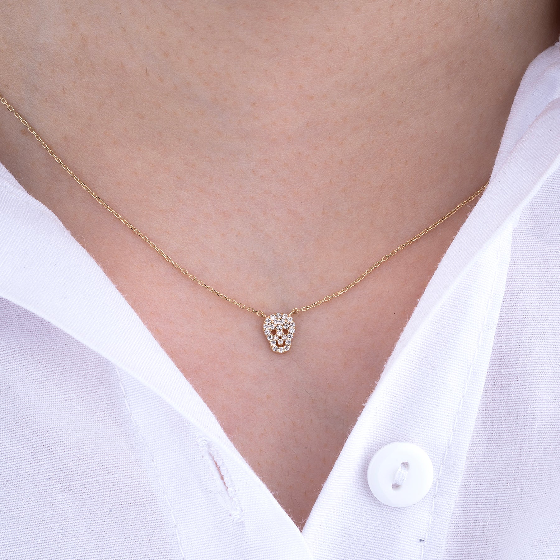14K Gold Diamond Skull Necklace – Requiem