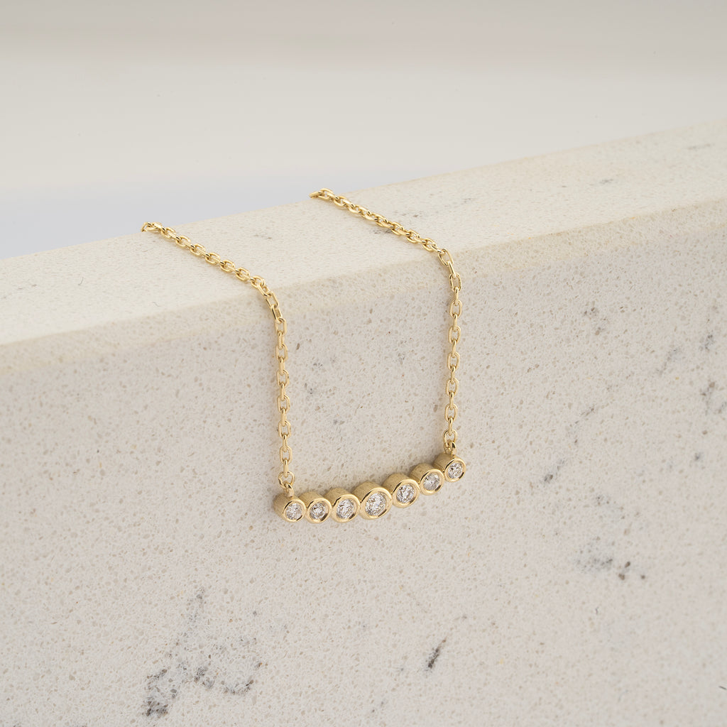 14K Gold Bezel-Set Diamond Bar Necklace – Aurora