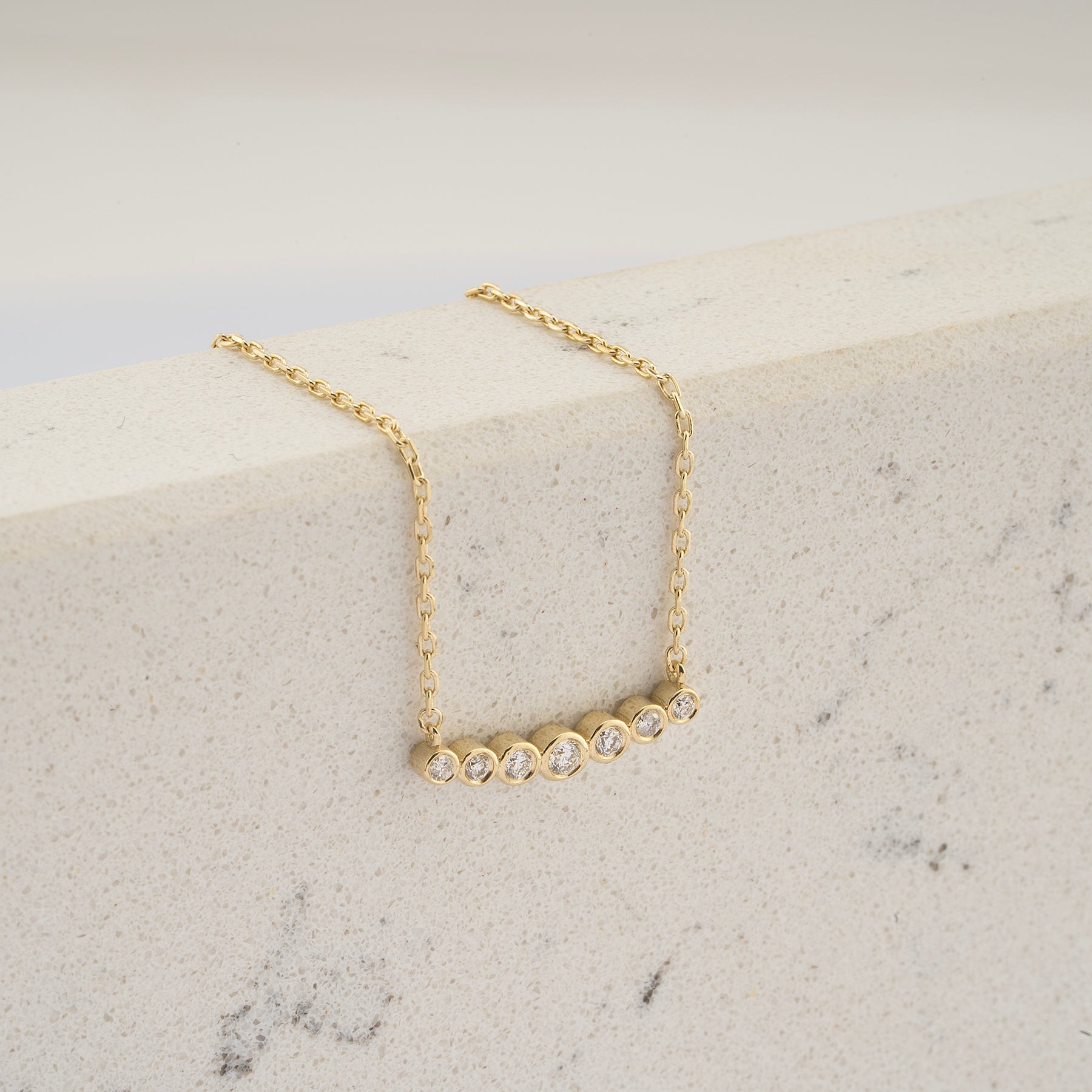 14K Gold Bezel-Set Diamond Bar Necklace – Aurora