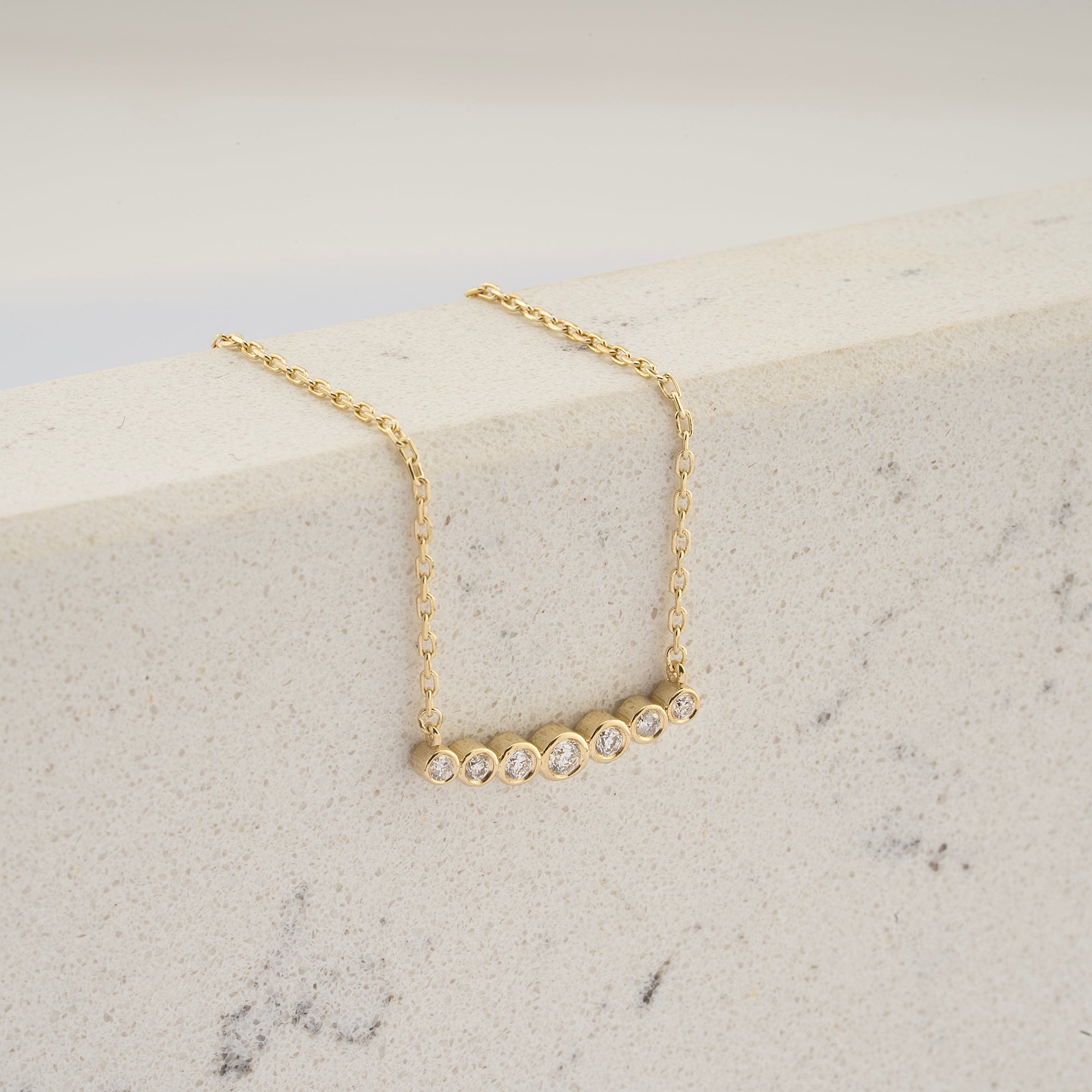 14K Gold Bezel-Set Diamond Bar Necklace – Aurora