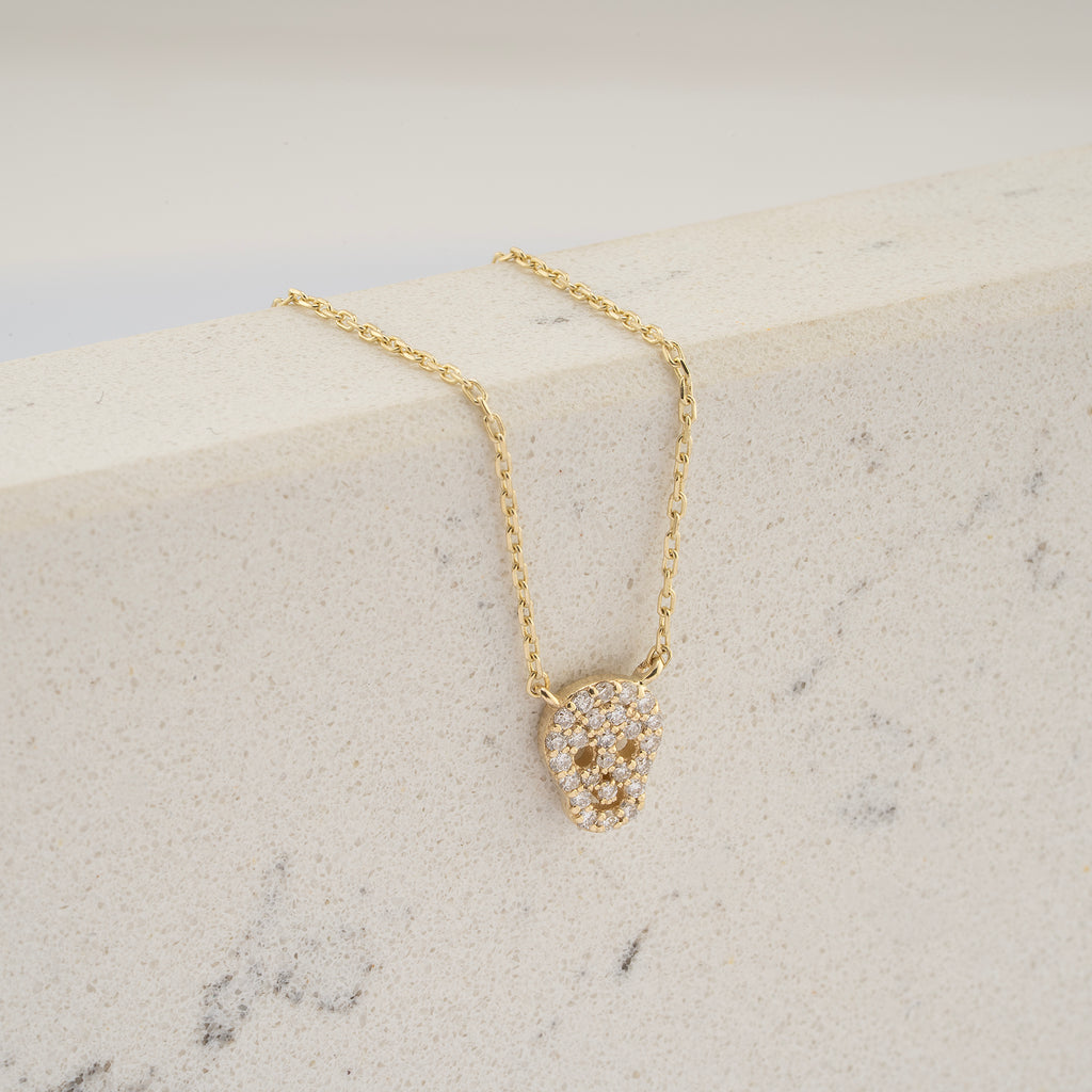 14K Gold Diamond Skull Necklace – Requiem