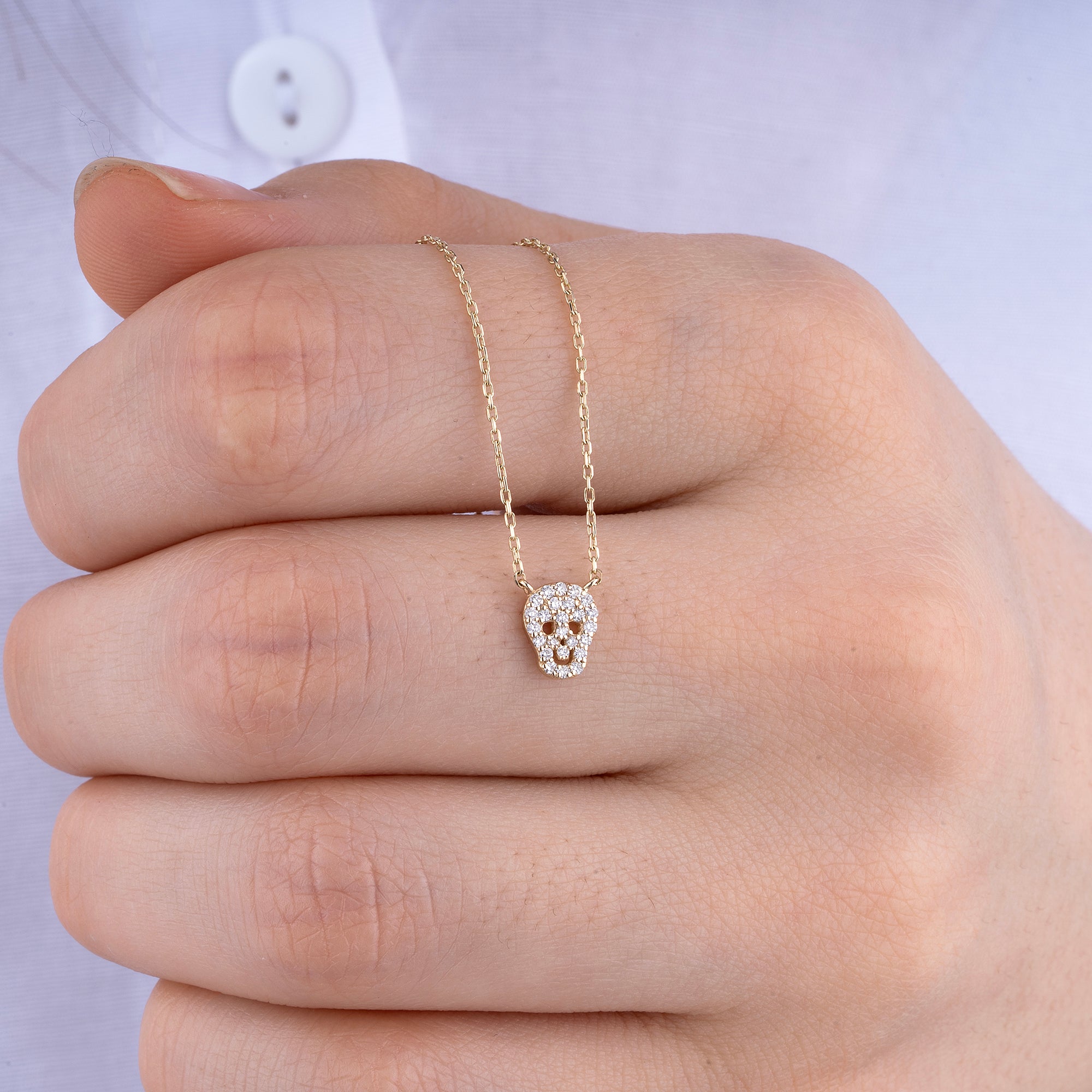 14K Gold Diamond Skull Necklace – Requiem