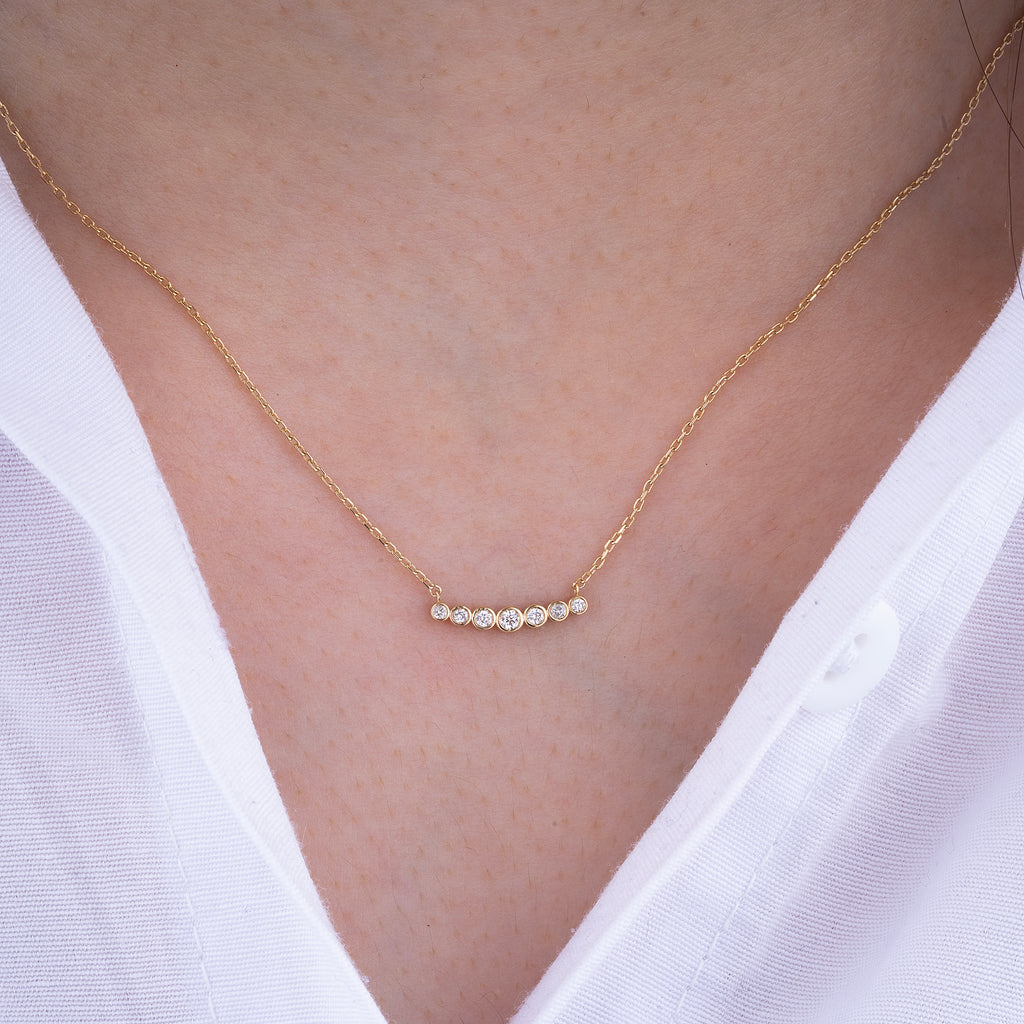 14K Gold Bezel-Set Diamond Bar Necklace – Aurora