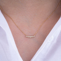 14K Gold Bezel-Set Diamond Bar Necklace – Aurora