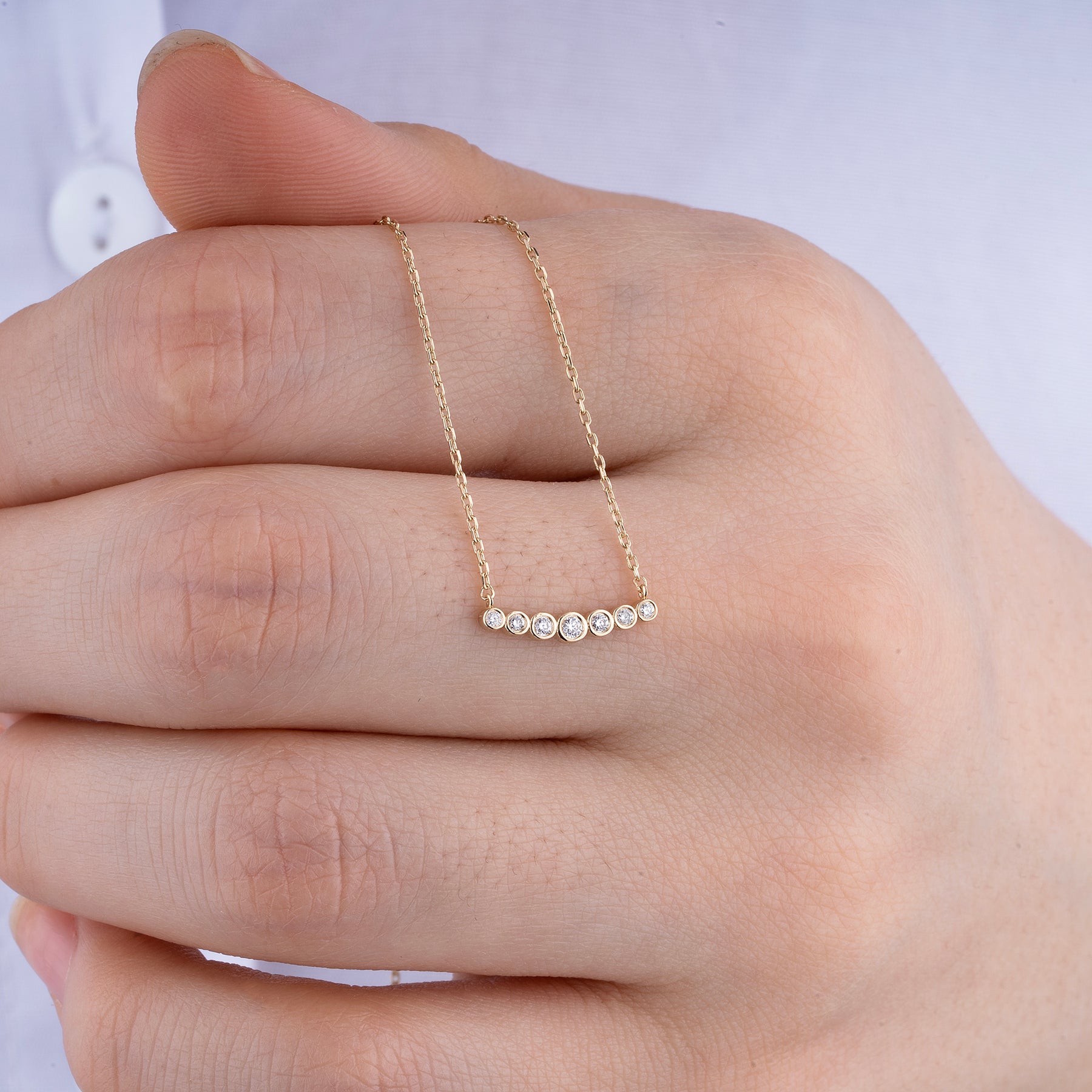 14K Gold Bezel-Set Diamond Bar Necklace – Aurora