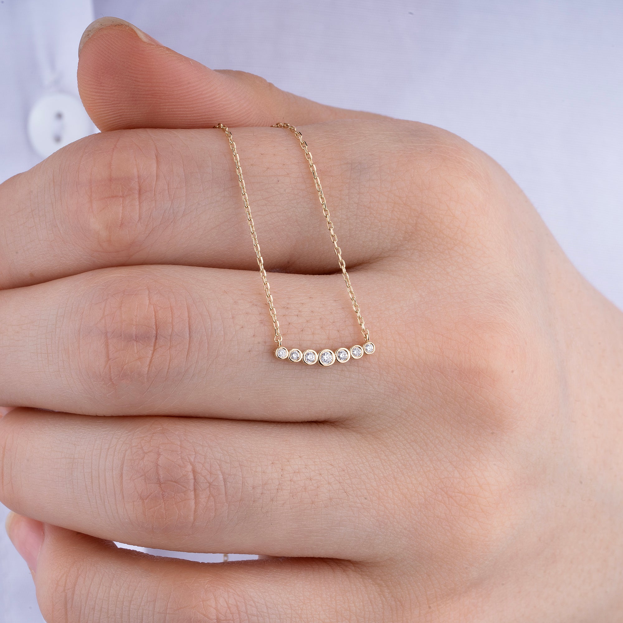 14K Gold Bezel-Set Diamond Bar Necklace – Aurora