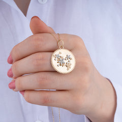 14K Gold Diamond Floral Medallion Necklace – Blossom