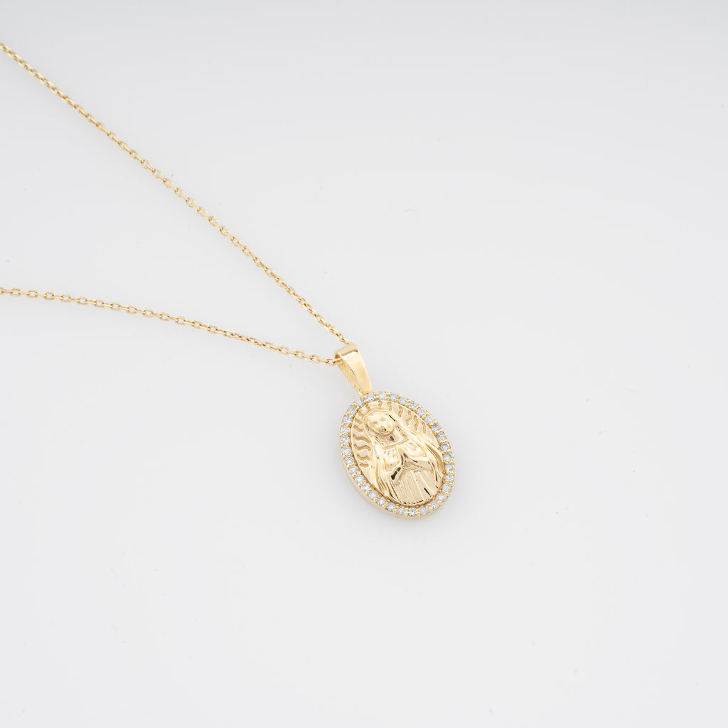 14K Gold Virgin Mary Necklace – Sancta