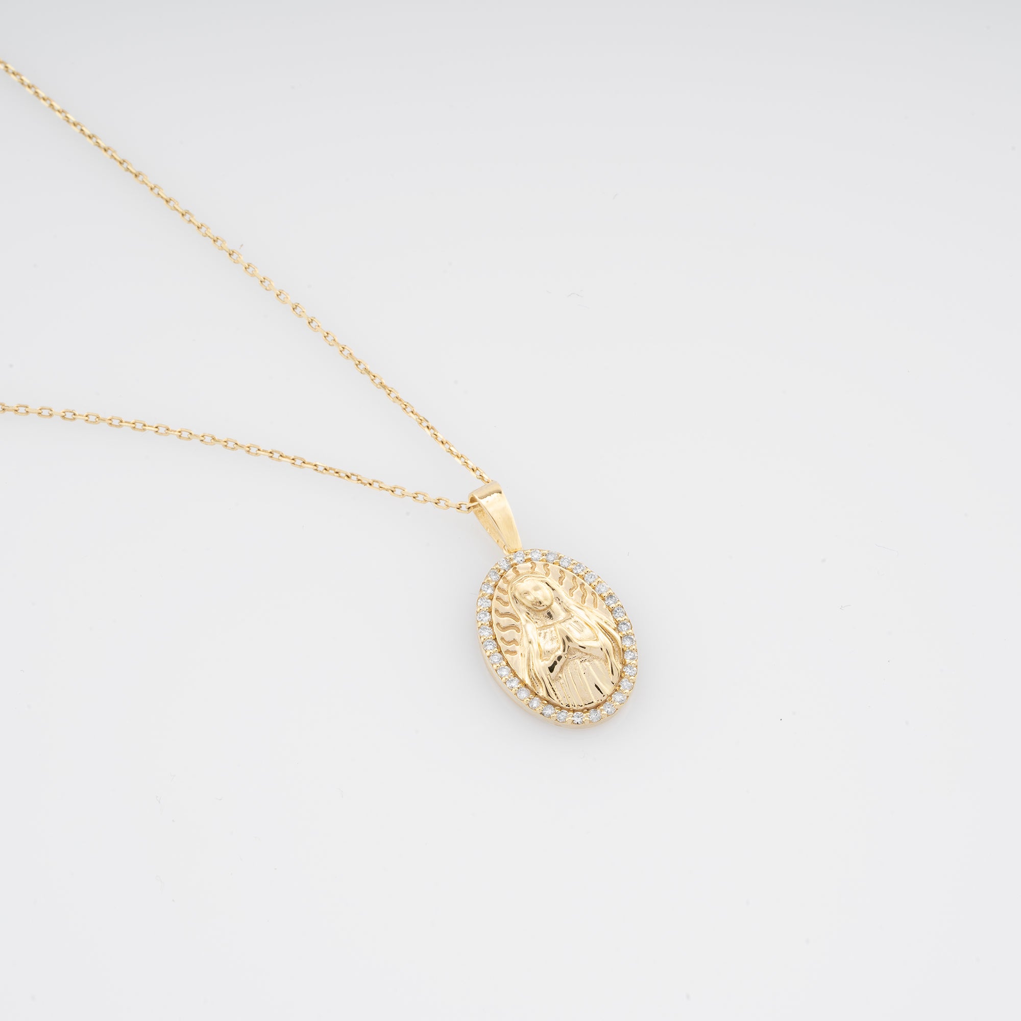 14K Gold Virgin Mary Necklace – Sancta