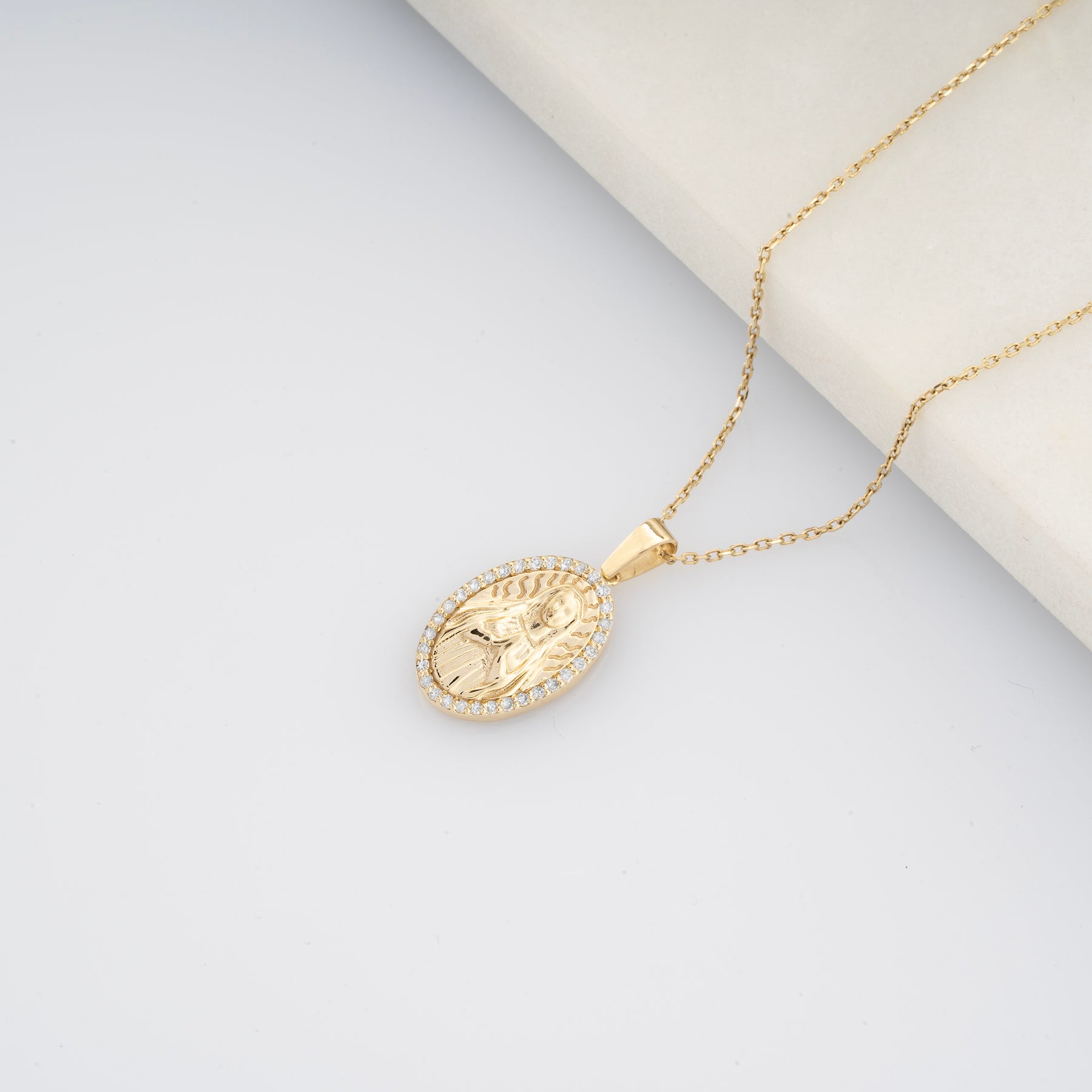 14 Ayar Altın Meryem Ana Kolyesi – Sancta 