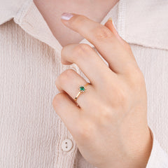 14K Gold Emerald & Diamond Oval Ring – Astra