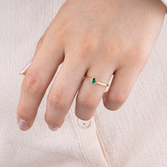 14K Gold Emerald & Diamond Oval Ring – Astra