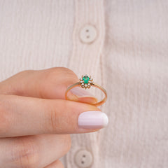 14K Gold Emerald & Diamond Oval Ring – Astra