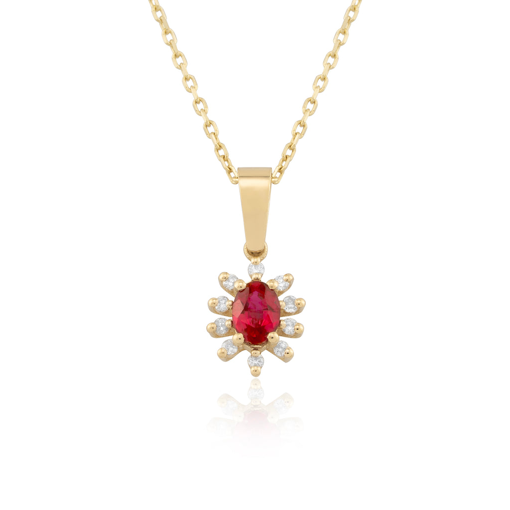 14K Gold Ruby & Diamond Oval Necklace – Astra