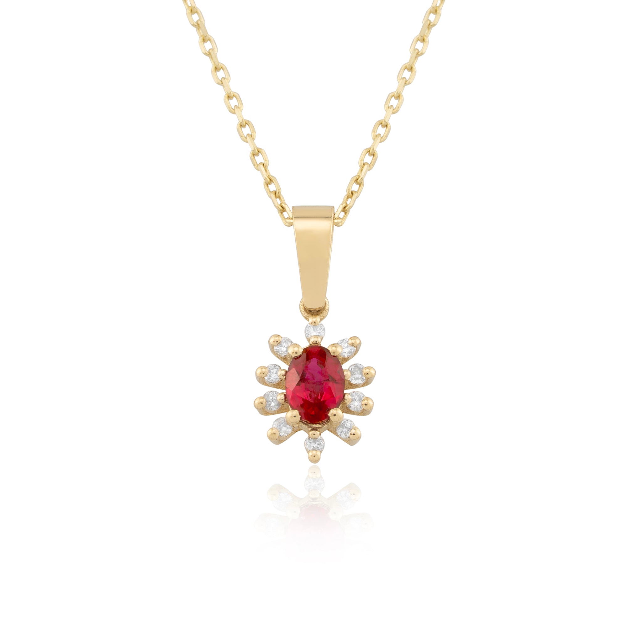 14K Gold Ruby & Diamond Oval Necklace – Astra