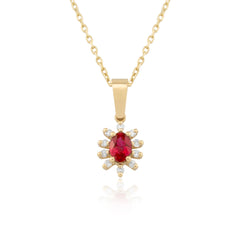 14K Gold Ruby & Diamond Oval Necklace – Astra