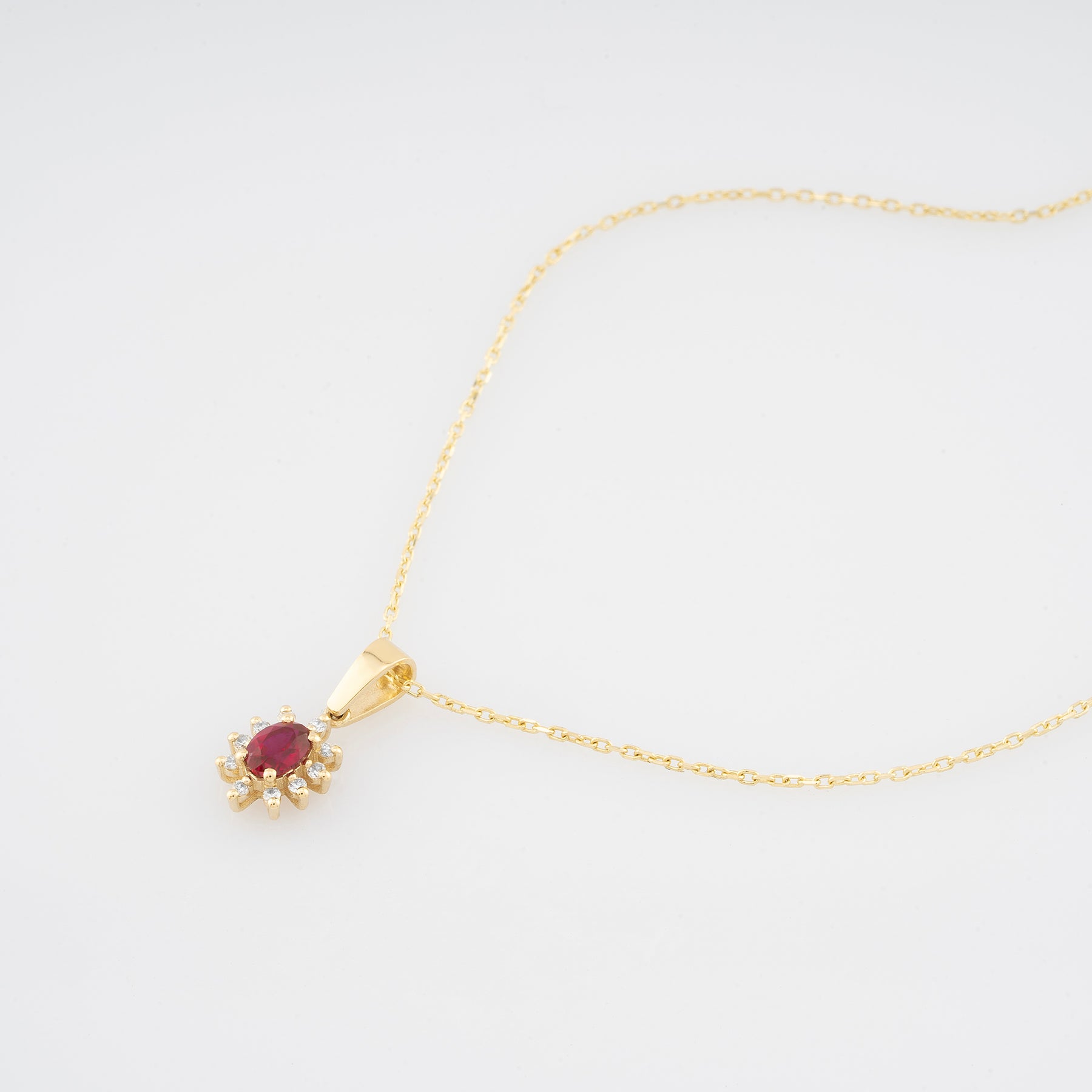 14K Gold Ruby & Diamond Oval Necklace – Astra